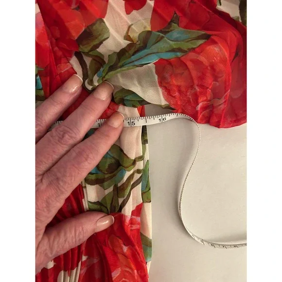 The Kooples Red Rose Floral Wrap Puff Sleeve Mini Dress Handkerchief Hem Small - Picture 10 of 13